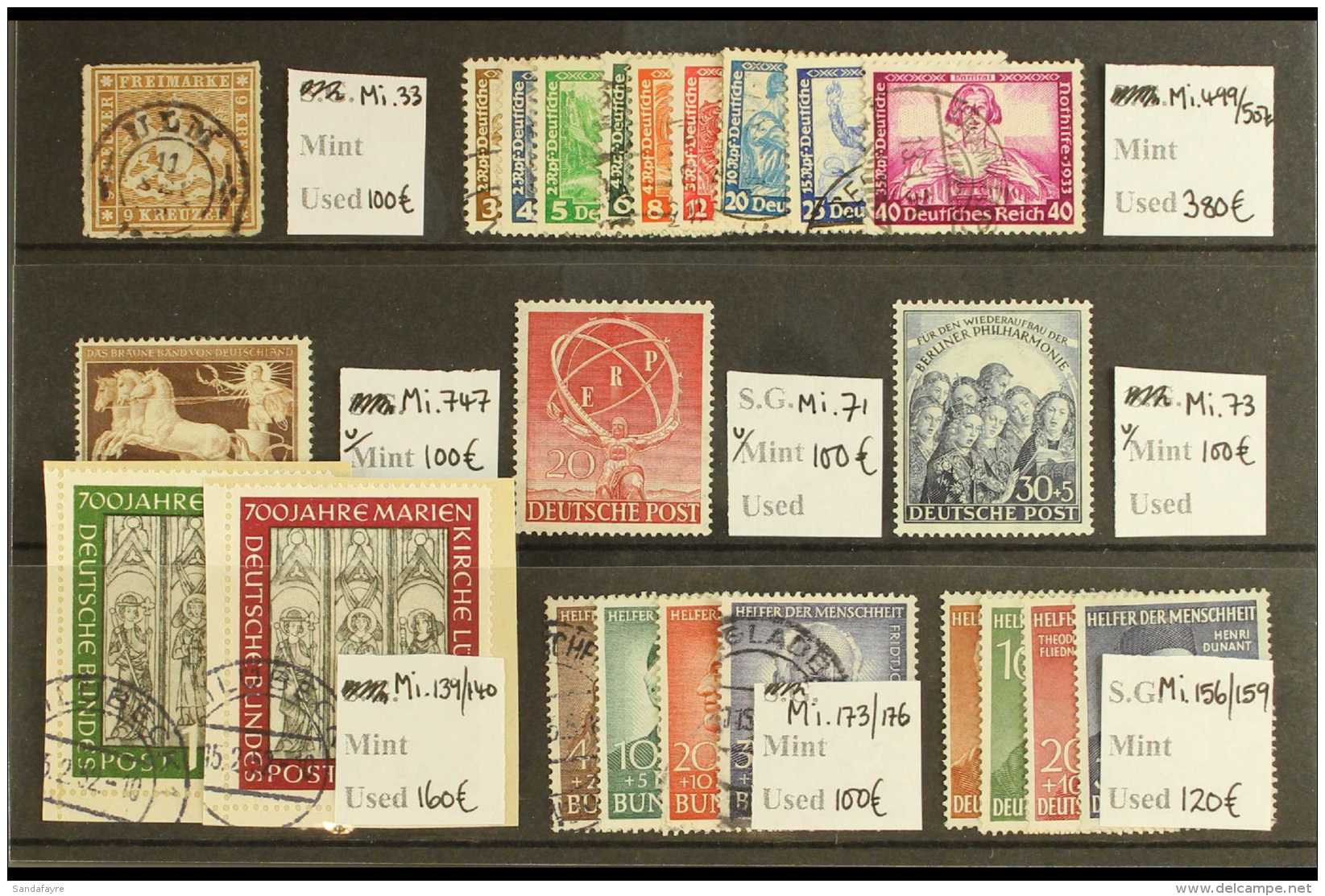 GERMAN AREA Useful Mint And Used Selection With 1933 Wagner Set Used, 1940 42pf Brown Ribbon NHM, 1951 St Mary's... - Sonstige & Ohne Zuordnung