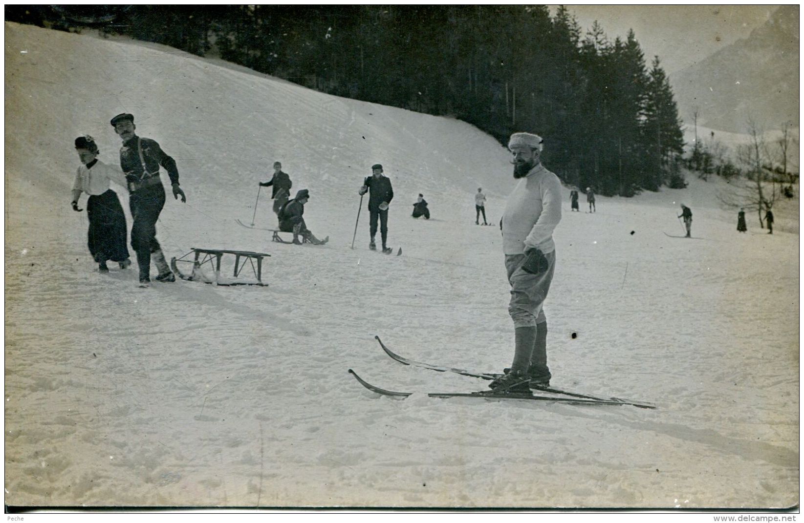 N°38325 -carte Photo Sport D'hiver -à Localiser- - Sports D'hiver