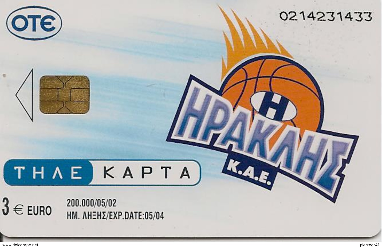 CARTE-PUCE-GRECE-05/02-BASKET BALL--EQUIPE-GREC-TBE - Sport