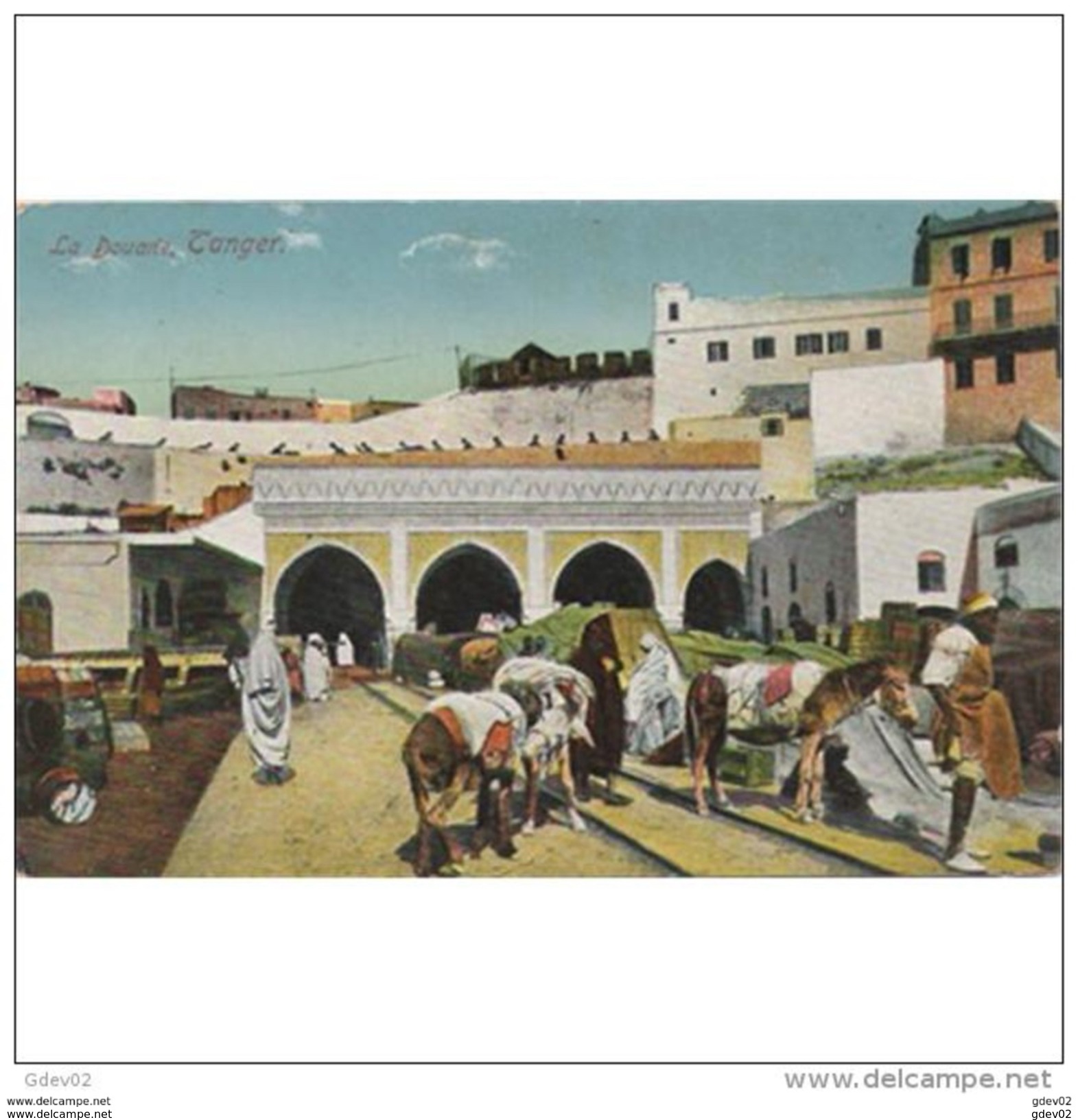 TGRTPA5932CPA-LFT7D1820TAD.Maroc .Morocco.TARJETA DE TANGER.Edificios,personas,aduana,animales,BURROS.LE ADOUANE.TANGER - Aduana