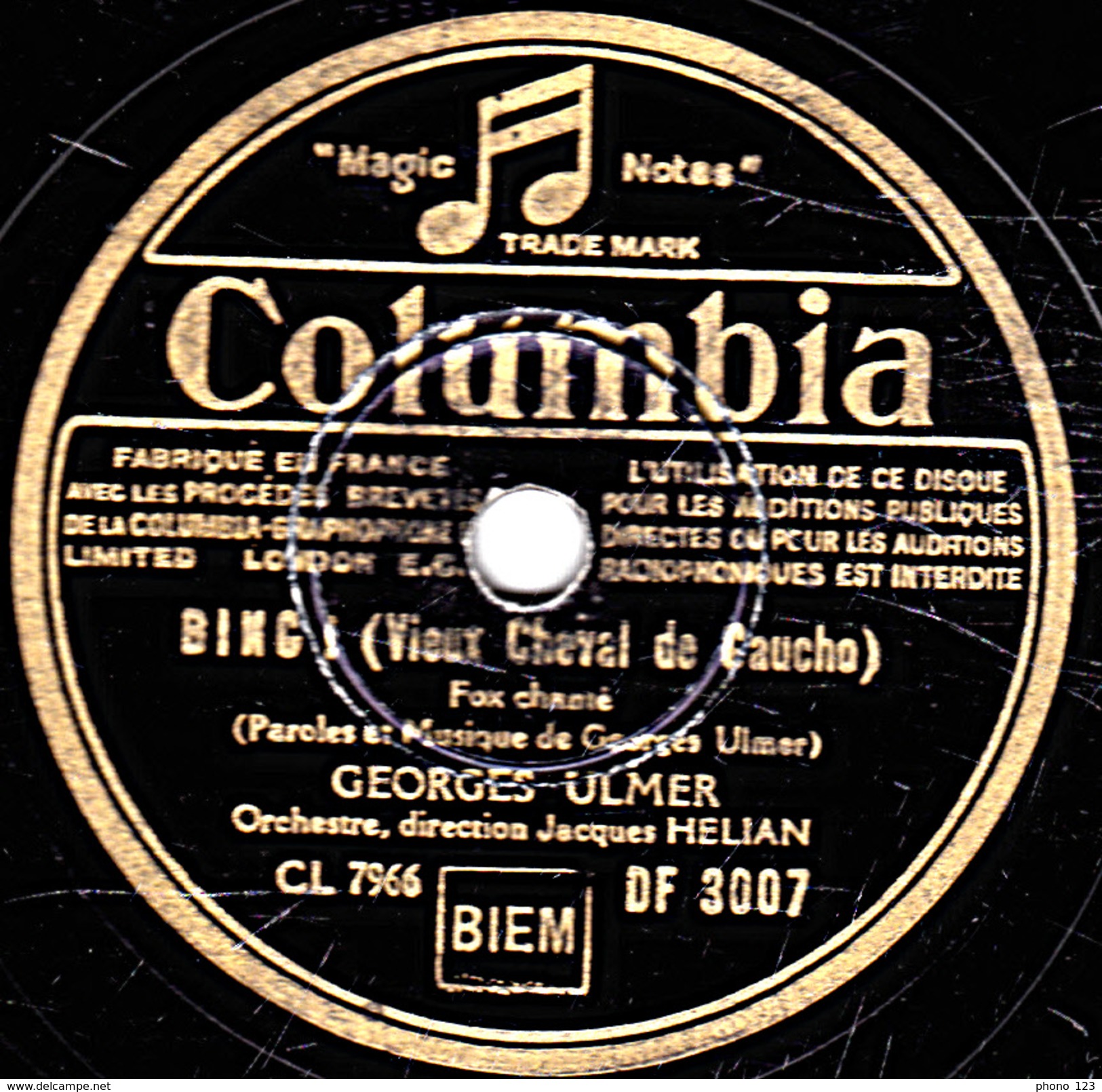 78 T. 25 Cm - état M - GEORGES ULMER - BING - J'AI CHANGE MA VOITURE CONTRE UNE JEEP - 78 T - Disques Pour Gramophone