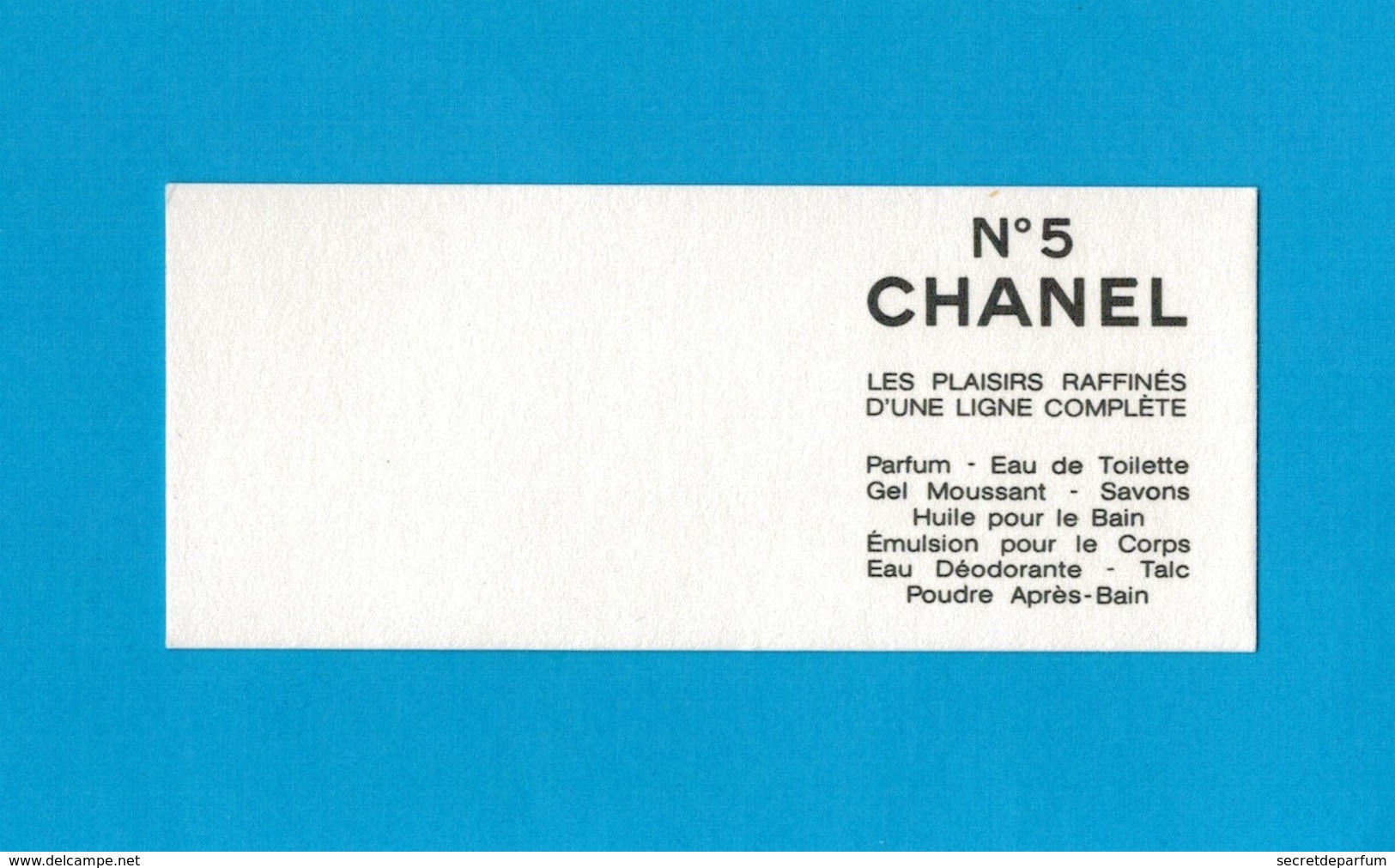 Cartes Parfumées Carte CHANEL N°5  De CHANEL RECTO VERSO - Modernes (à Partir De 1961)