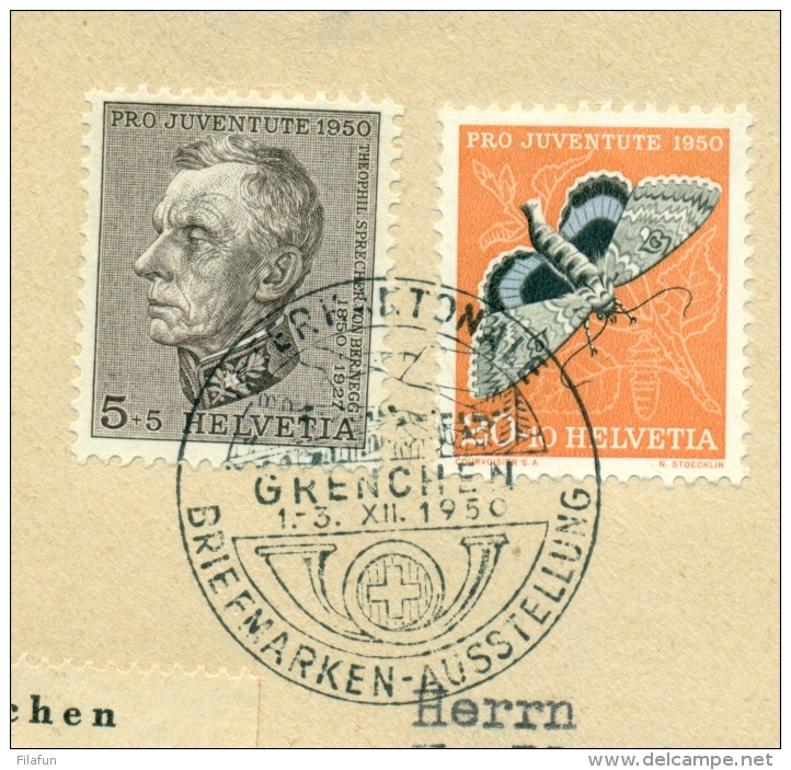 Schweiz - 1950 - Pro Juventute, 4 Stamps On R-cover From Grenchen To Amsterdam / Nederland - Briefe U. Dokumente
