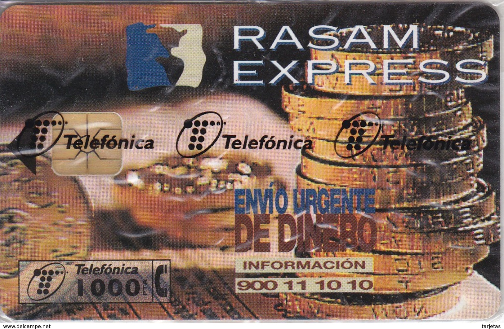 P-309 TARJETA TELEFONICA DE ESPAÑA DE RASAM-EXPRESS DE TIRADA 4000 NUEVA-MINT EN BLISTER ¡VALOR FACIAL!! (MONEDA-COIN) - Timbres & Monnaies