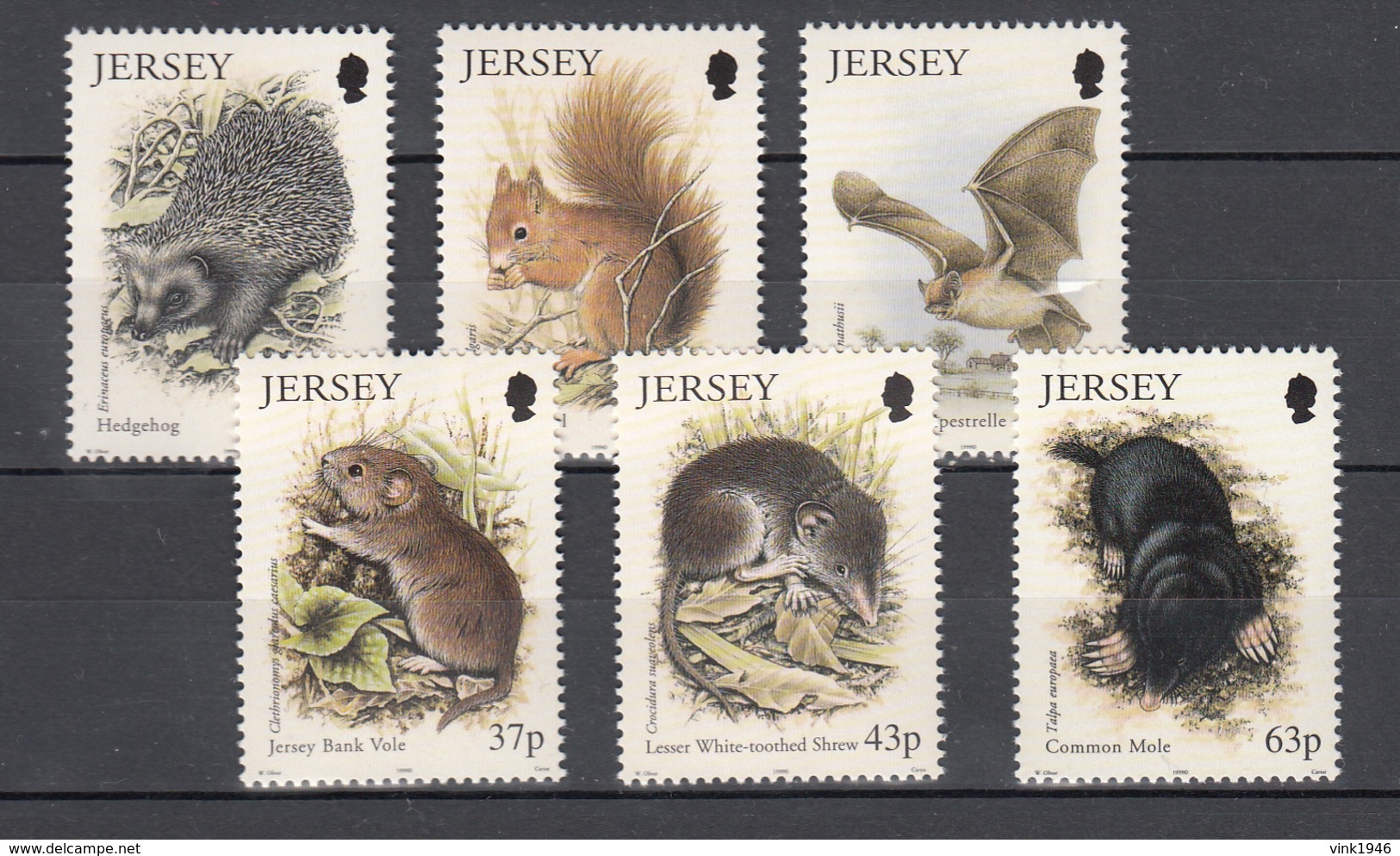 Jersey 1999,6V,hedgehog,squirrel,bat,bank Vole,shrew,common Mole,MNH/Postfris(A3144) - Fledermäuse