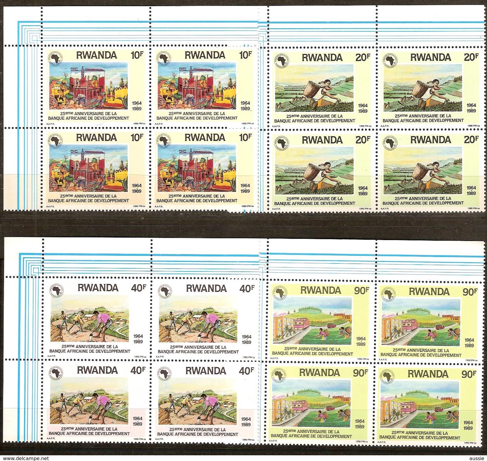 Rwanda Ruanda 1990 Yvert 1297-1300 OCBn° 1364-1367 *** MNH 4 Series Cote 24 Euro - Neufs