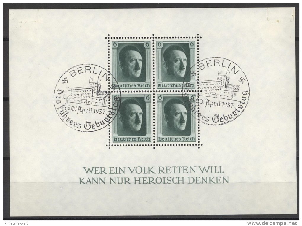 Deutsches Reich Block 7 O Sonderstempel Berlin - Blocks & Kleinbögen