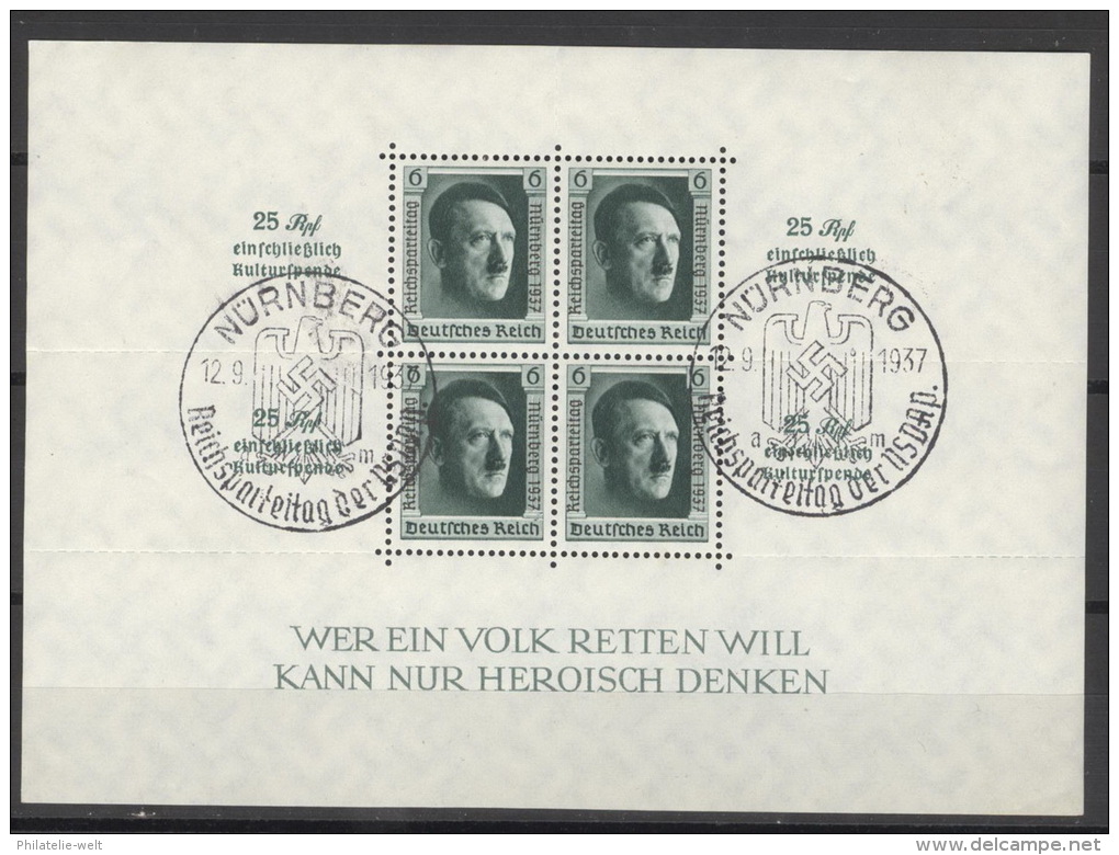 Deutsches Reich Block 11 O Sonderstempel Nürnberg - Blocks & Kleinbögen