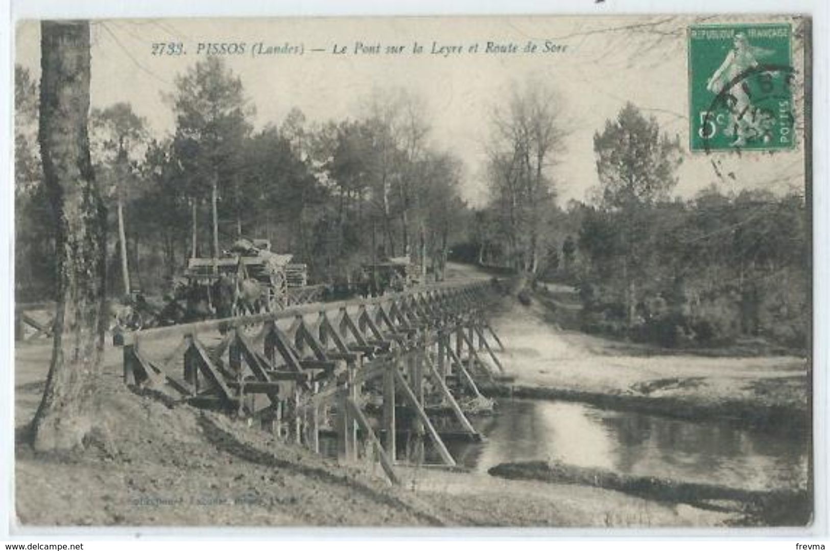 Pissos Transport De Bois Sur Le Pont Sur La Leyre Et Route De Sore - Autres & Non Classés