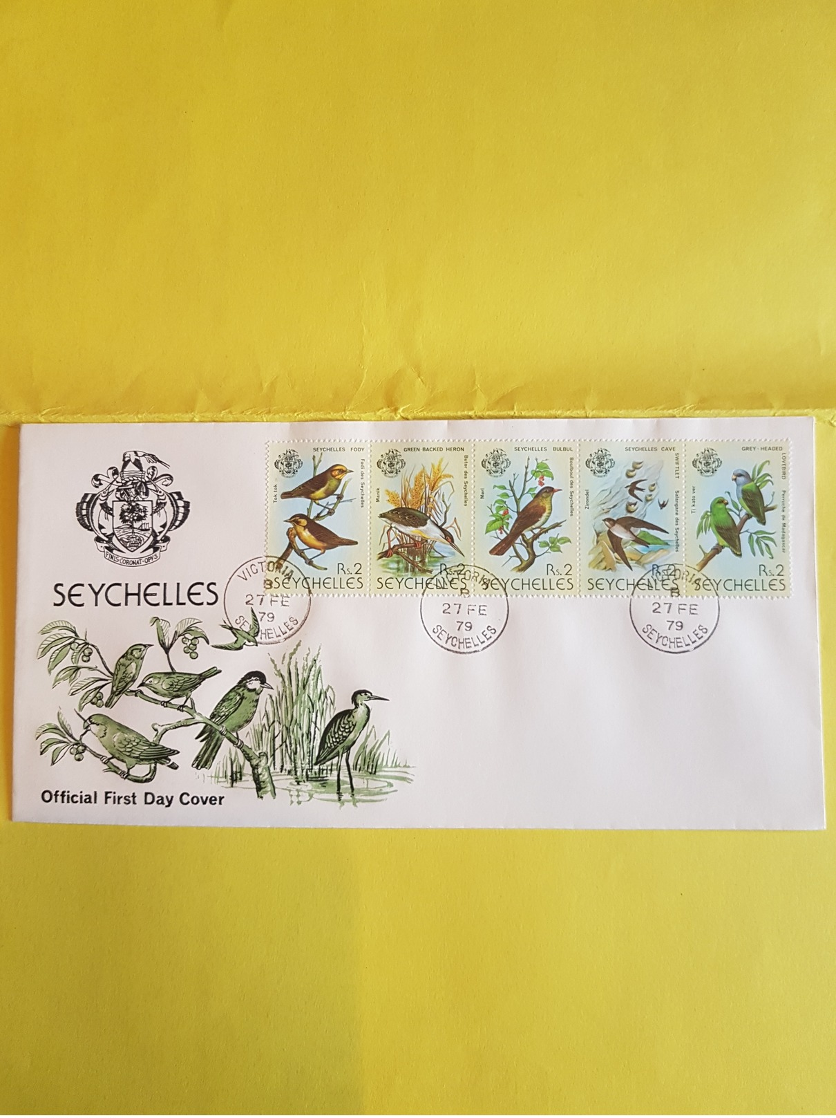 SEYCHELLES FDC 27/02/1979 Timbres YT 409 à 413 "Oiseaux Des Seychelles   (REF 130) - Seychellen (1976-...)