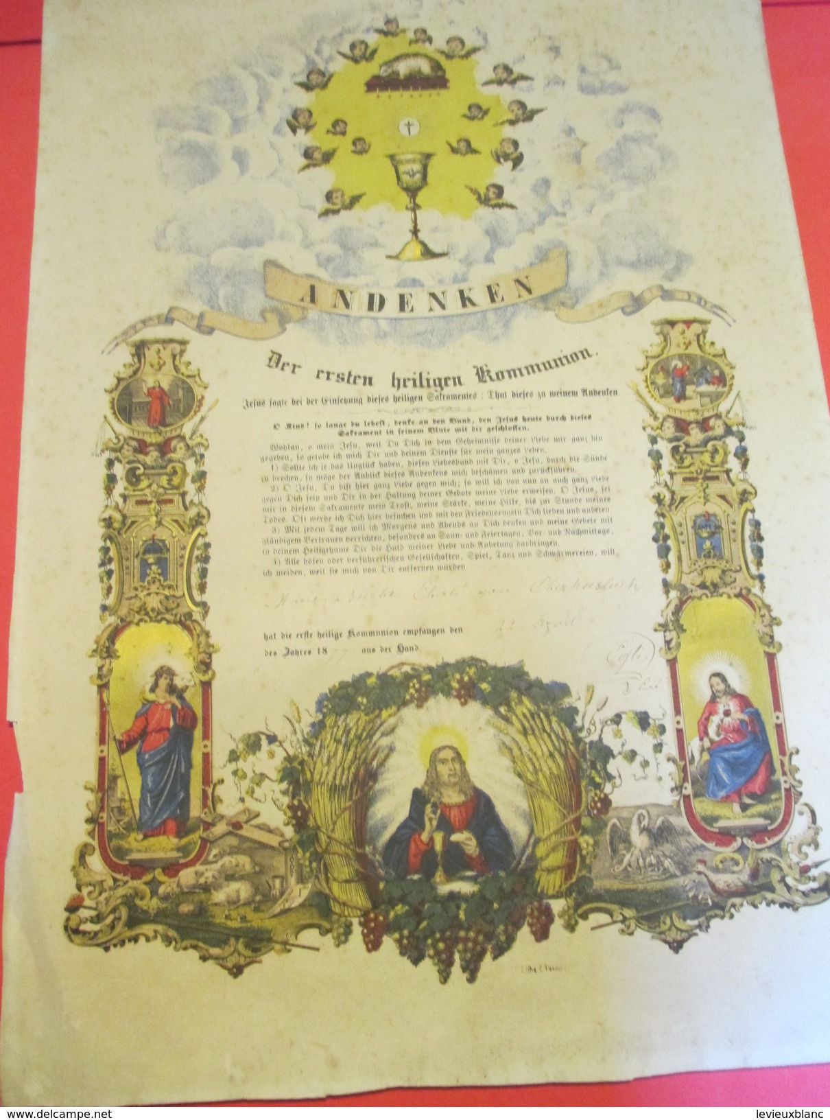 Diplôme/ De Premiére Communion/Andenken/OBERHASLACH/Bas Rhin/Alsace-Allemagne/ Eberlé/1877  DIP165 - Diploma & School Reports