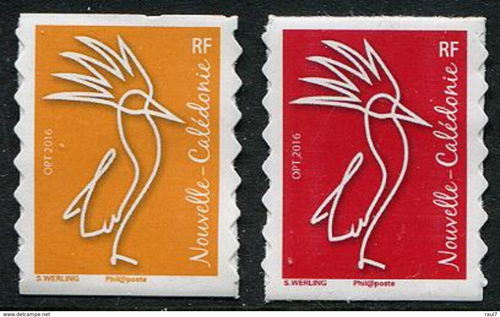 Nouvelle-Calédonie 2016 - Série Courante Le Cagou  - 2 Val Auto-collants Du Carnet Neufs // Mnh From Booklet - Unused Stamps