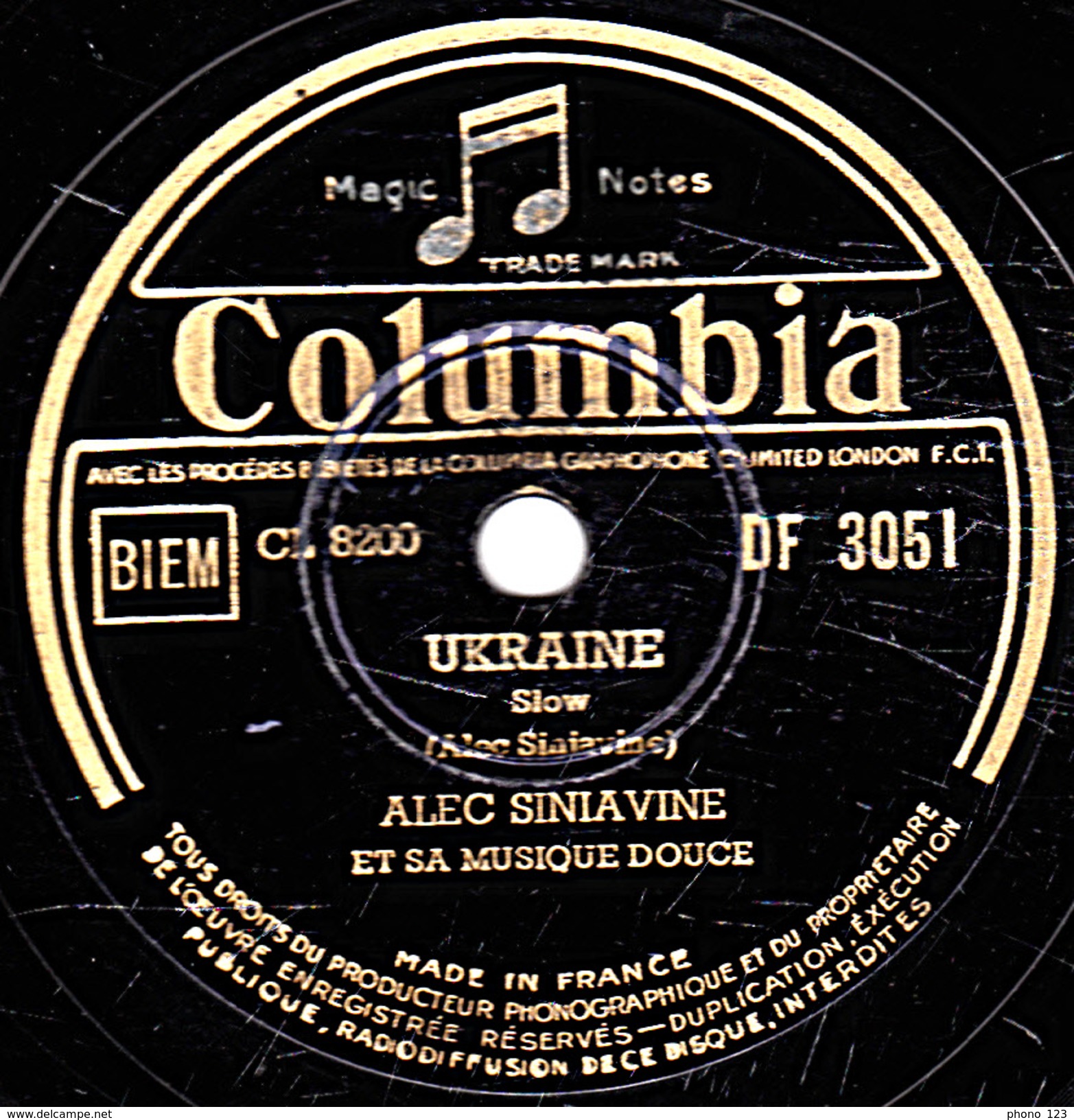 78 T. 25 Cm - état TB - ALEC SINIAVINE - INSENSIBLEMENT - UKRAINE - 78 T - Disques Pour Gramophone