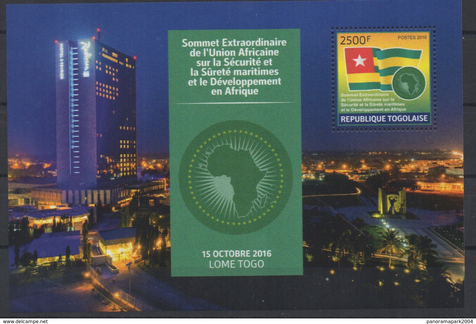 Togo 2016 - Mi. ? Sommet Union Africaine Africa Map Flag Drapeau Fahne 15 Octobre OFFICIAL Local Issue ** - Geography