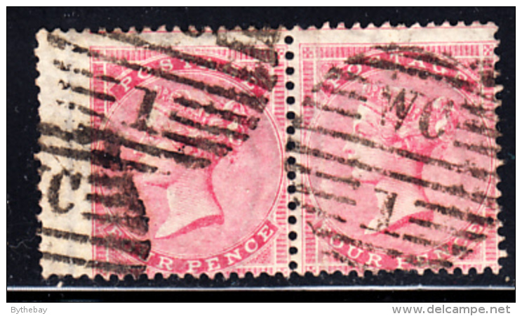 Great Britain Used #26 Pair 4p Victoria Wing Margin - Oblitérés