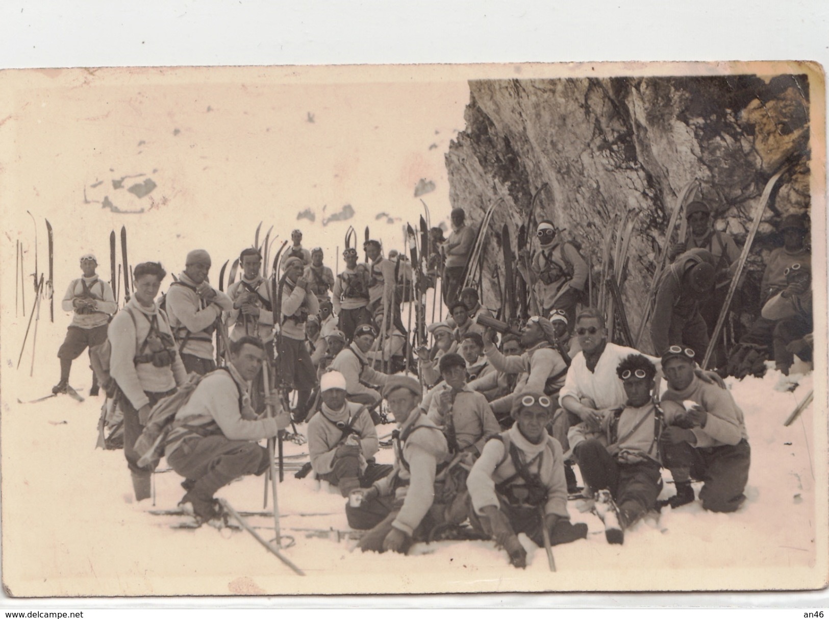 Da Identificare _FotoCartolina D'Epoca_Gruppo Di Alpinisti Professionisti Sciatori-Originale100% - Altri & Non Classificati