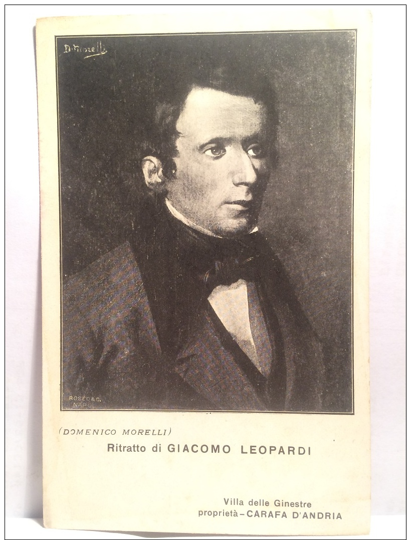 FR,COLLEZIONE,STORIA POSTALE,CARTOLINA POSTALE,REALI,PERSONAGGI MILITARI,RITRATTO DI GIACOMO LEOPARDI - Personnages