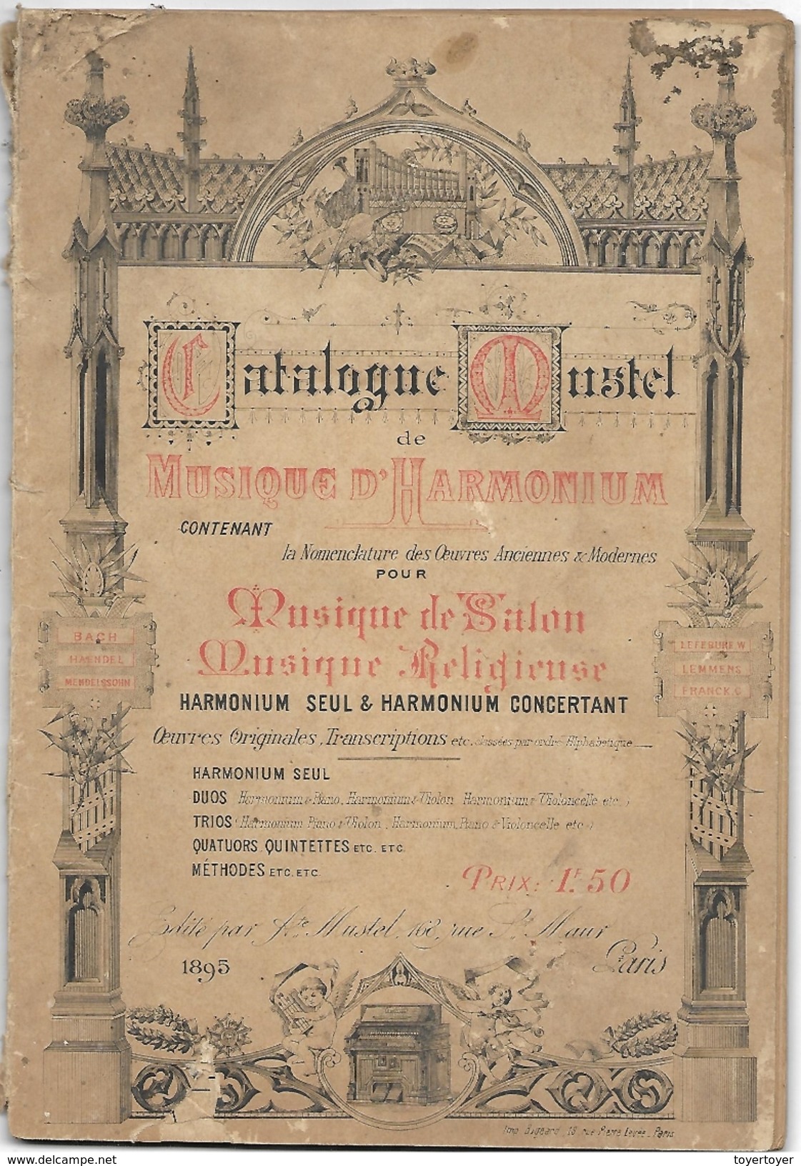 D 196   Catalogue Mustel De Musiques D'Harmonium De 1895 - Objets Dérivés