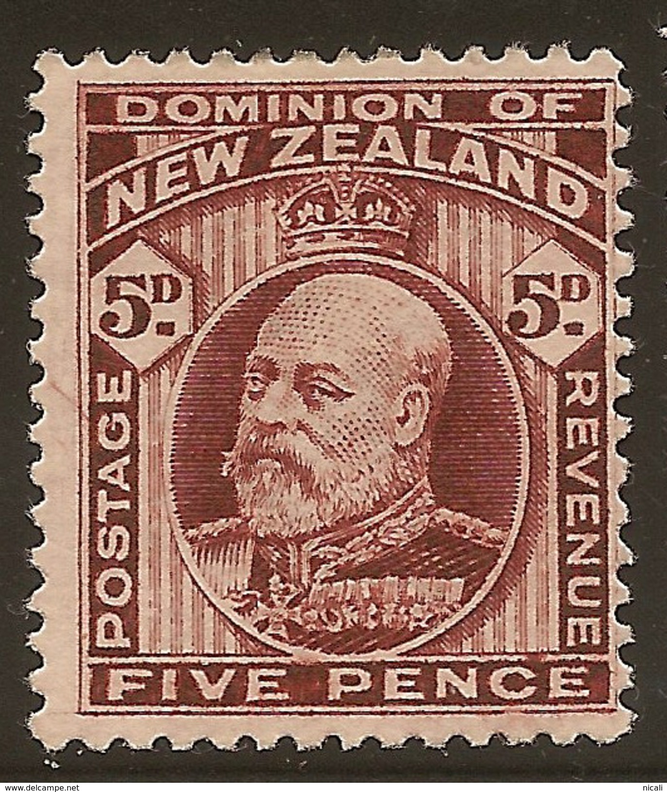 NZ 1909 5d KEVII P14x14.5 SG 391 HM #YS277 - Unused Stamps