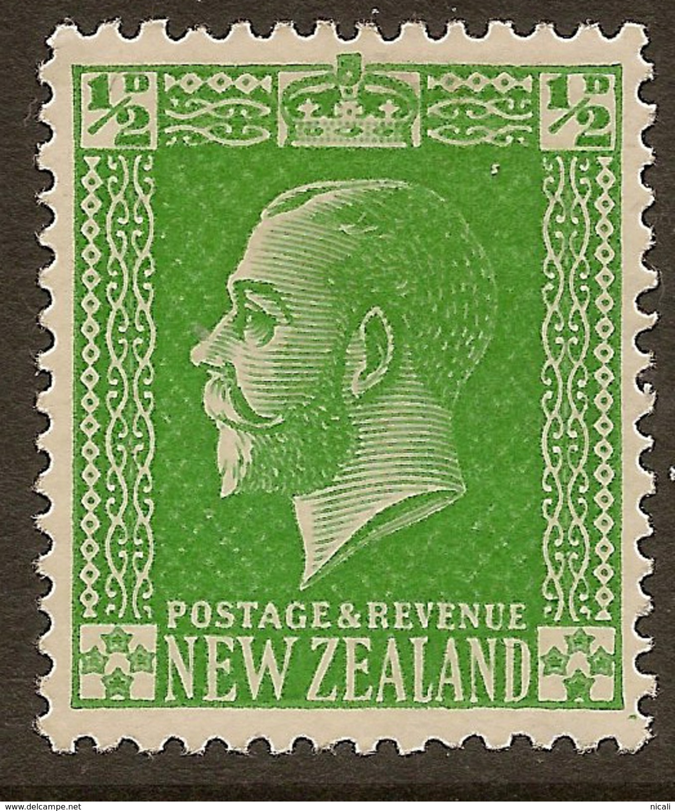 NZ 1915 1/2d Green KGV Jones SG 441 HM #YS342 - Neufs
