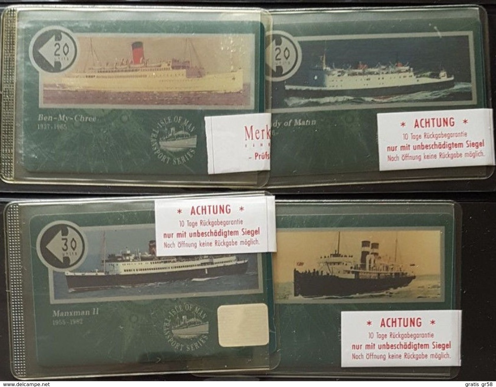 Isle Of Man - GPT, 10IOMA/B/C/D, Ships, Transport Series, Complete Set 4 Cards, 1991, Mint - Man (Ile De)