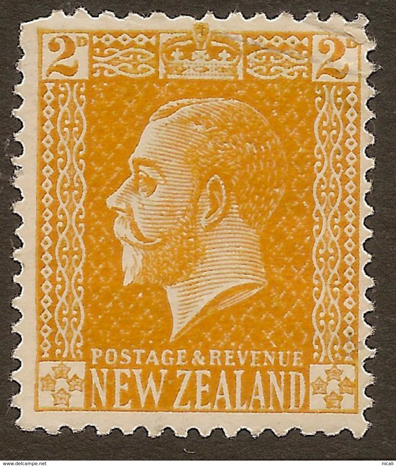 NZ 1915 2d Yellow KGV Cowan SG 448 HM #YS347 - Neufs