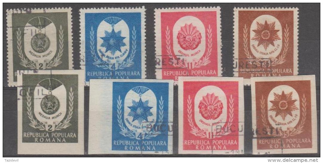 ROMANIA - 1951 Perf And Imperf Labor Day - Medals. Scott 773-776. Used - Gebraucht