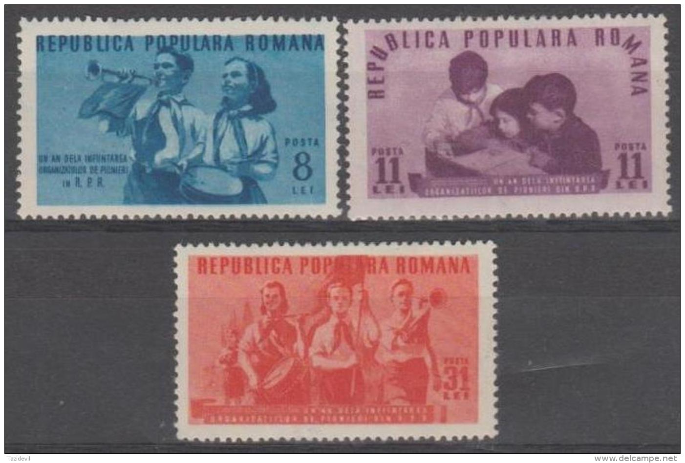ROMANIA - 1950 Young Pioneers. Scott 745-747. Mint - Ungebraucht