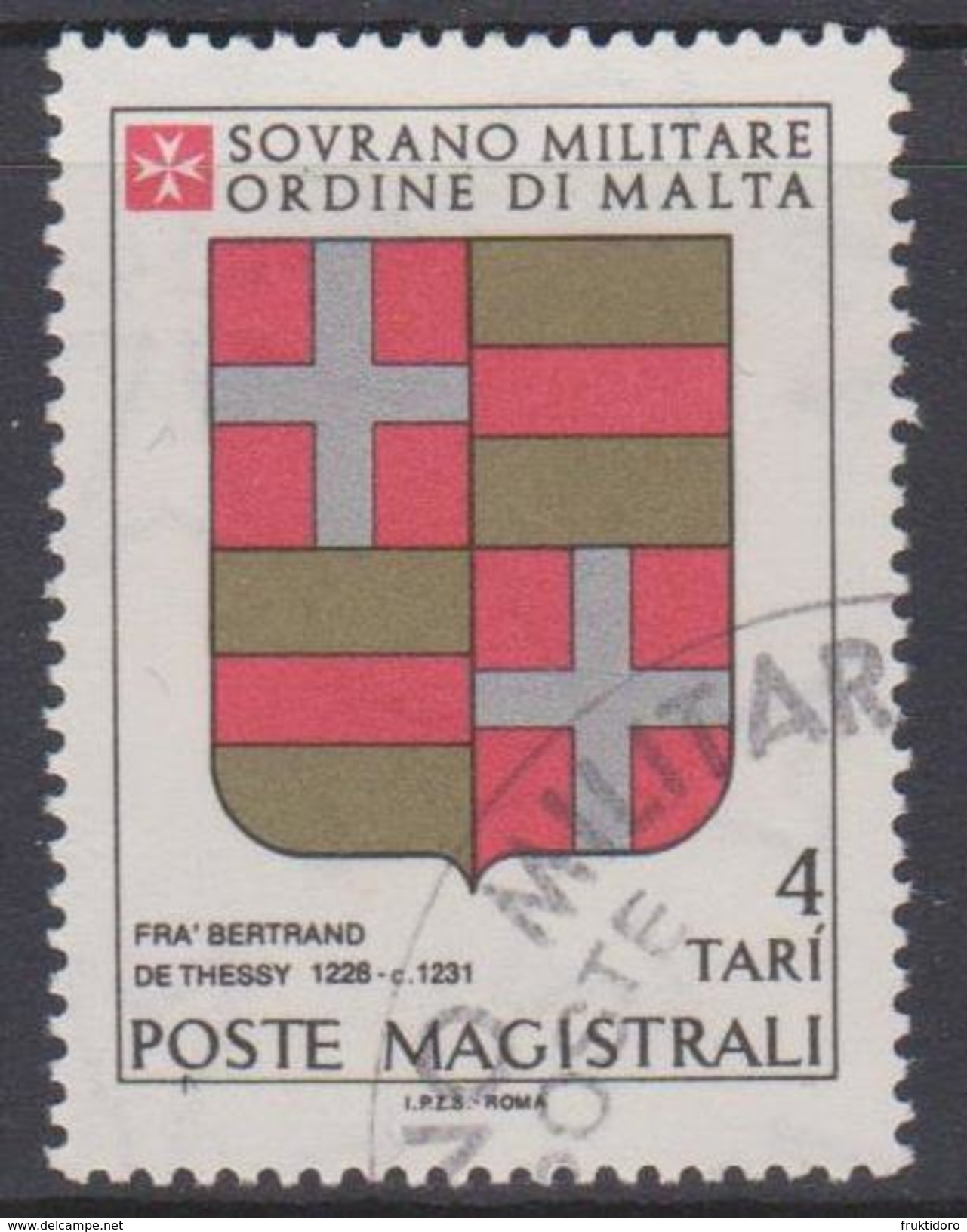 SMOM Sovereign Military Order Of Malta Mi 175 - Coats Of Arms Of The Grand Masters - Bertrand De Thessy - 1980 - Sovrano Militare Ordine Di Malta