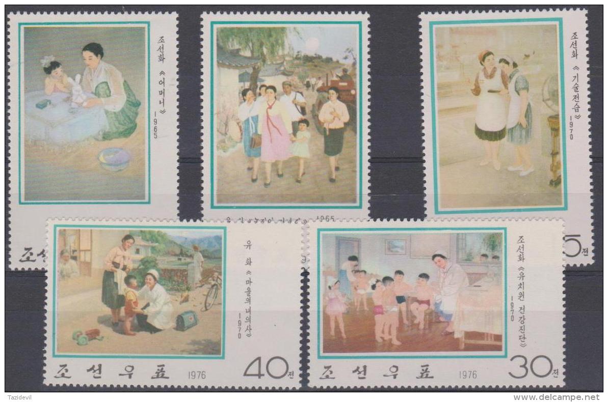 NORTH KOREA - 1976 Paintings. Scott 1424-1428. MNH - Korea (Nord-)