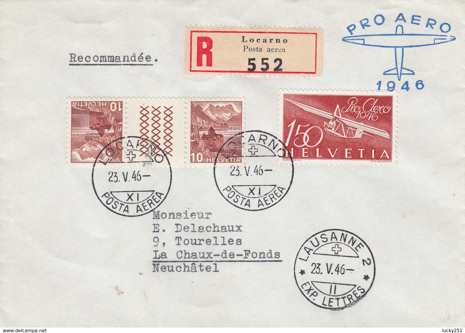 Suisse - Lettre/Planneur -  23/05/1946 - YT PA 40 - Erst- U. Sonderflugbriefe