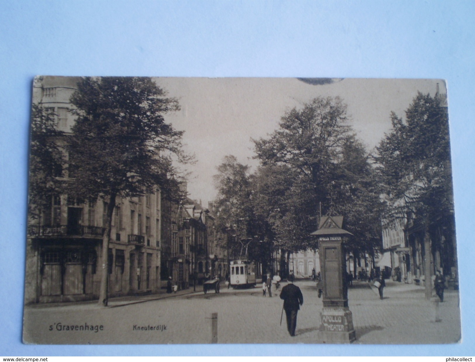 's Gravenhage (Den Haag) Kneuterdijk Met Tram En Apollo Theater Reklame Zuil Gelopen 1910 - Den Haag ('s-Gravenhage)