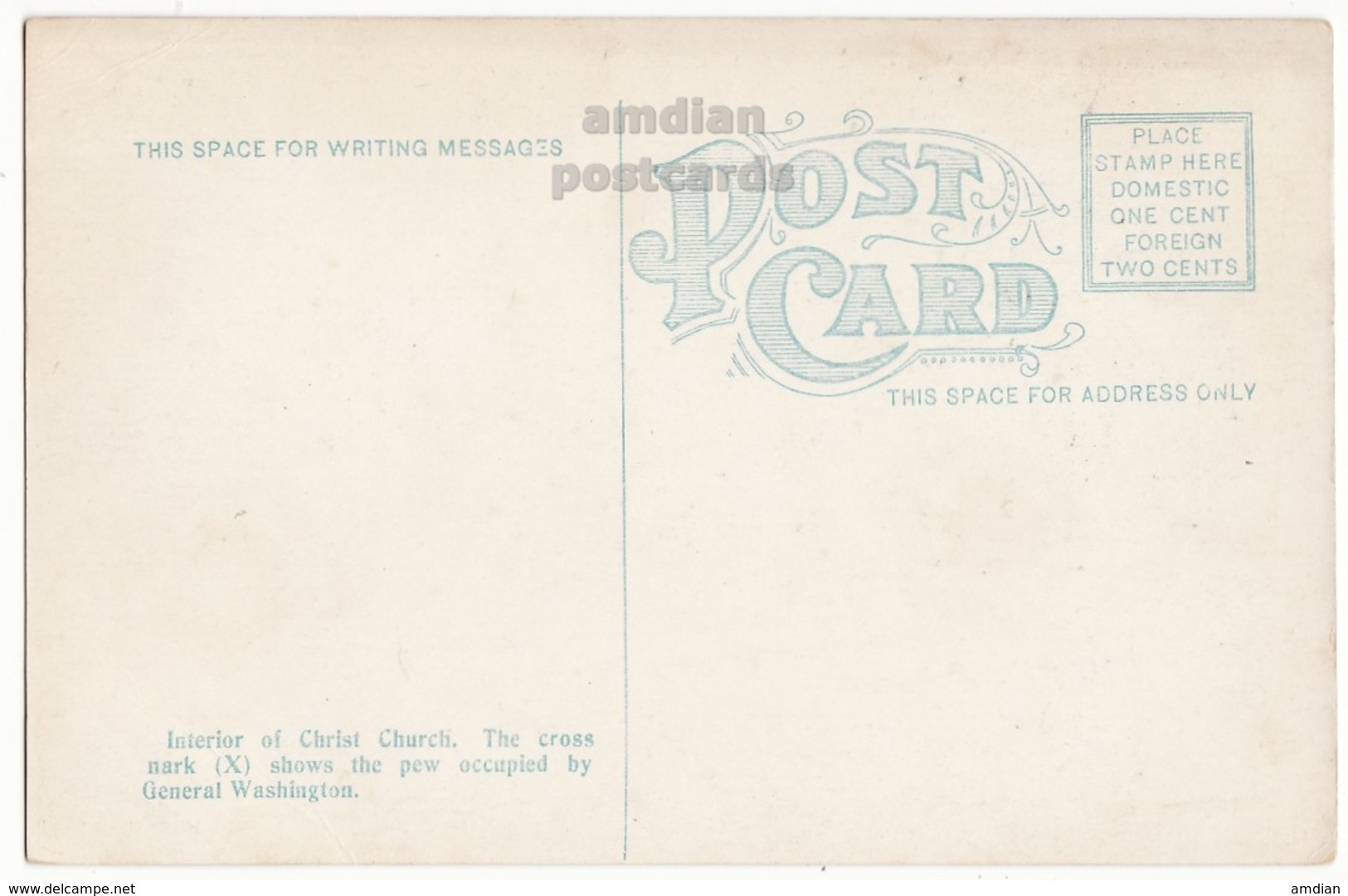 ALEXANDRIA VA Virginia CHRIST CHURCH INTERIOR - WASHINGTON'S PEW C1910s Vintage Postcard - Alexandria