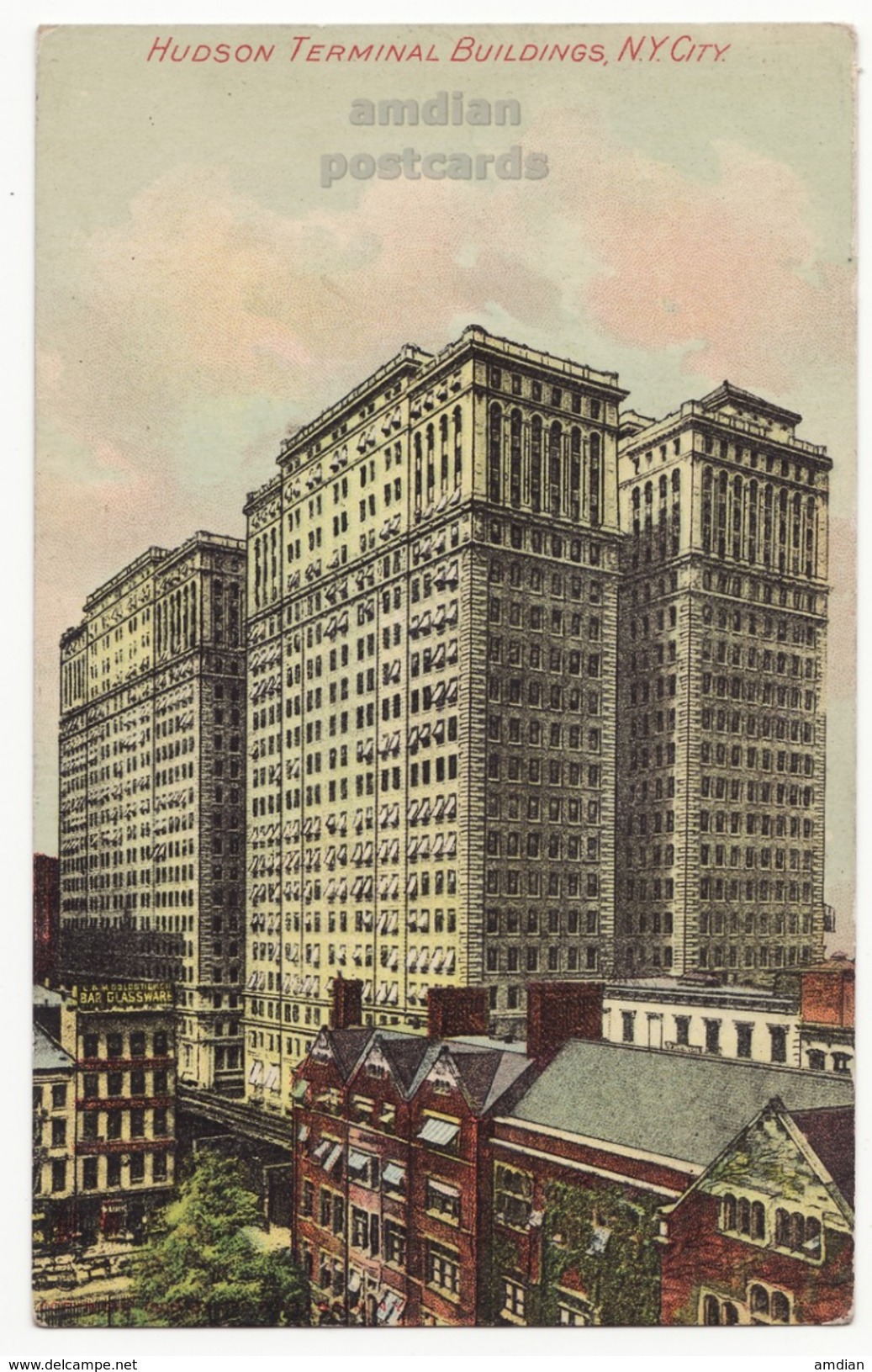 New York City NY, Hudson Terminal Buildings C1910s Vintage Postcard - Transports