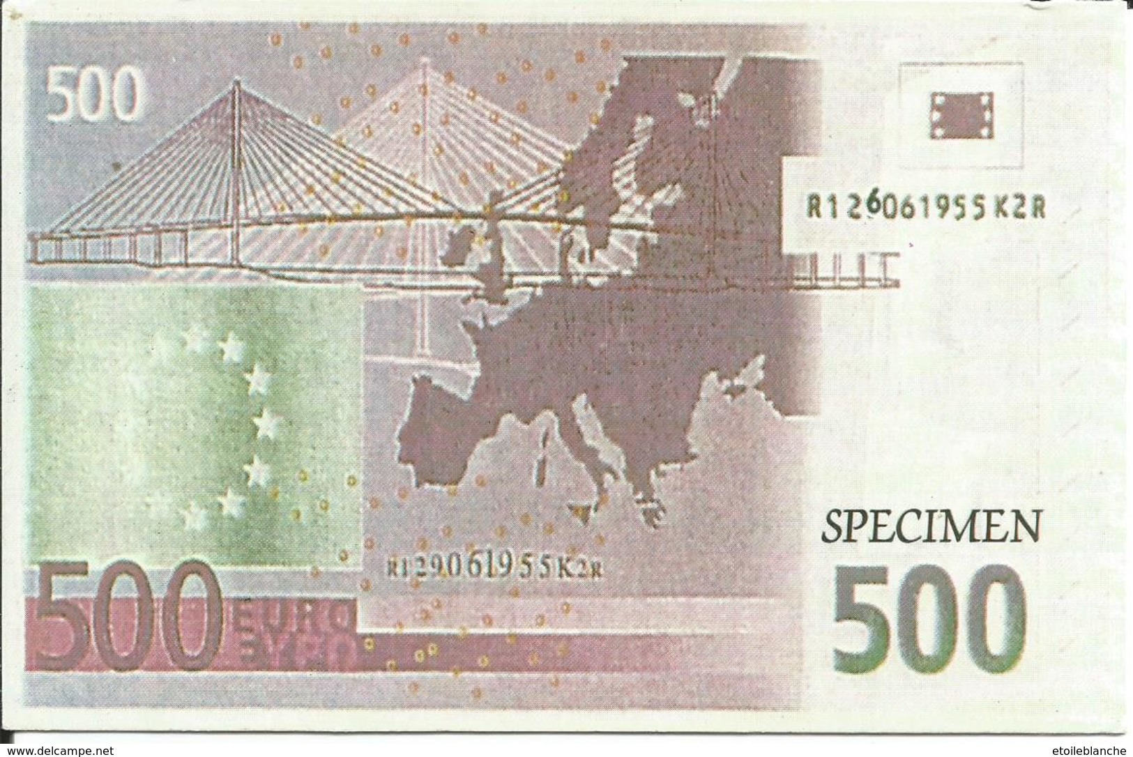 Carte Postale Specimen, Billet 500 Euros (Europe, Pont Moderne à Haubans) - Verso Non écrit - Specimen