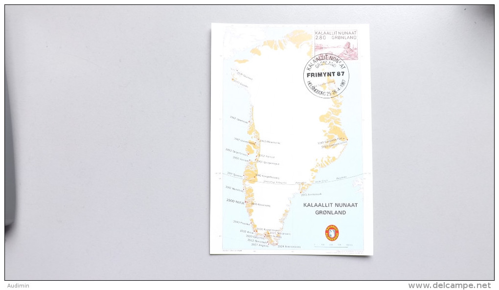 Grönland 172 Yt 160 Maximumkarte MK/CM, SST Frimynt 1987, Amassalikfjord; Gemälde Von Peter Rosing (1892-1965) - Cartas Máxima