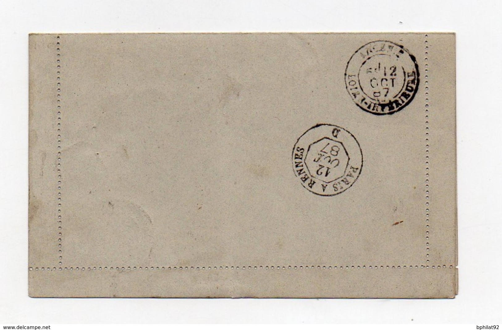 !!! ENTIER POSTAL 15C SAGE + CMPLTS AU TYPE SAGE RECOMMANDE DE 1887 - Kartenbriefe