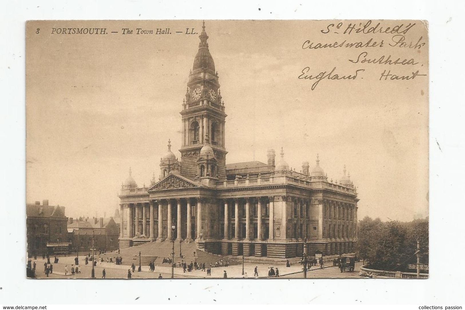 Cp , Angleterre , PORTSMOUTH , The Town Hall , Voyagée - Portsmouth
