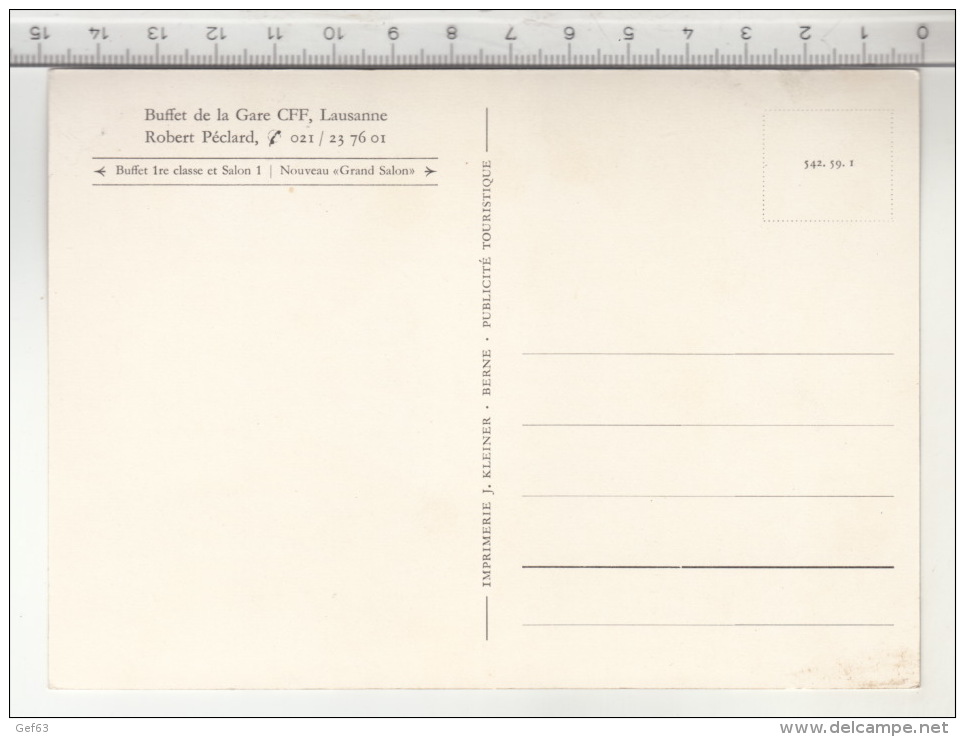Lausanne - Buffet De La Gare CFF - Buffet 1re Classe Et Salon 1 / Nouveau Grand Salon - Lausanne