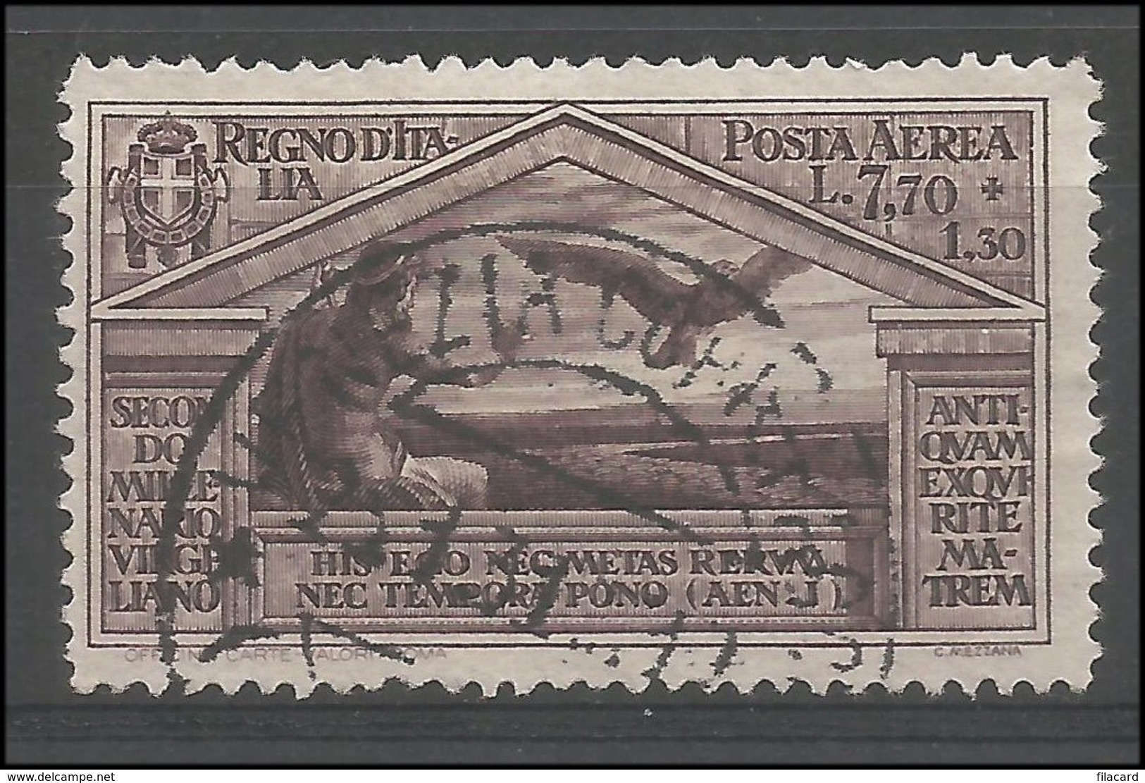 Italia Italy Italien Italie 1930 Virgilio Aerea  L. 7,70 Used - Usati