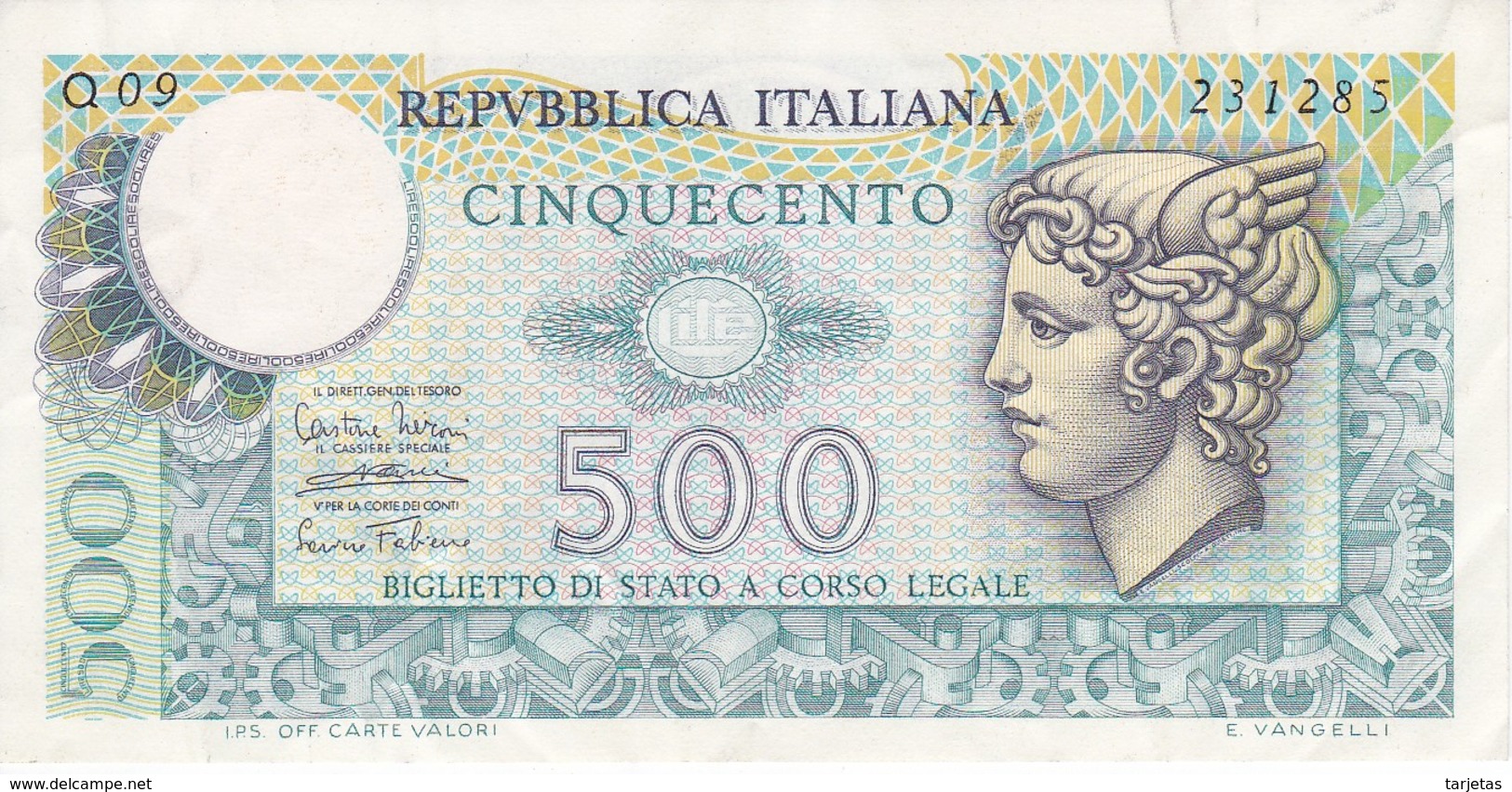 BILLETE DE ITALIA DE 500 LIRAS DEL AÑO 1974 -MEDUSA  (BANKNOTE) - 500 Liras