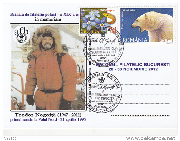 ANTARCTIC EXPEDITION, TH. NEGOITA-FIRST ROMANIAN AT SOUTH POLE, SPECIAL POSTCARD, 2012, ROMANIA - Spedizioni Antartiche