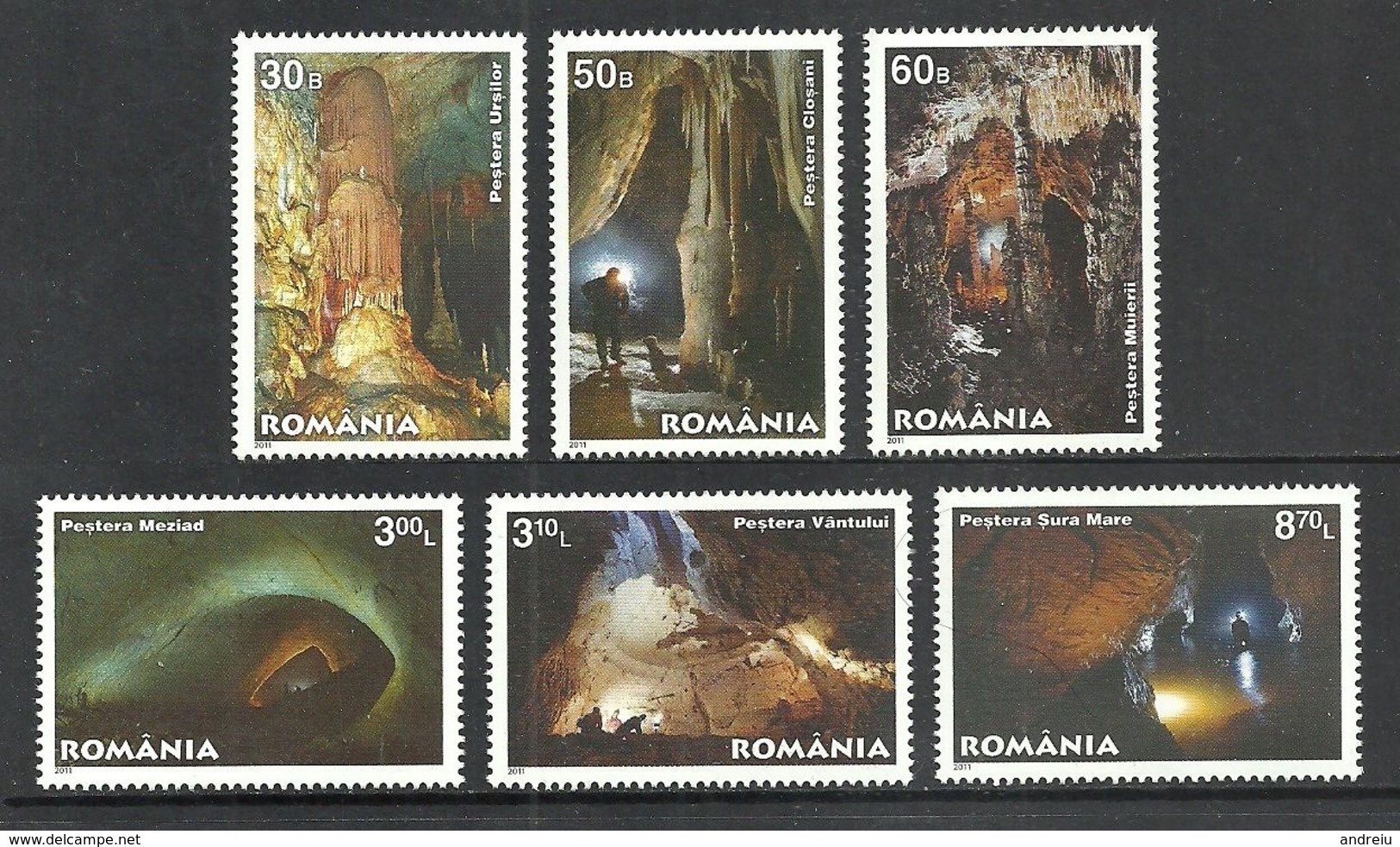 2011 Romania, Roumanie, Rumanien - Caves, Caving, Geology 6v., Höhlen, Grottes Mi 6493/98 MNH - Sonstige & Ohne Zuordnung