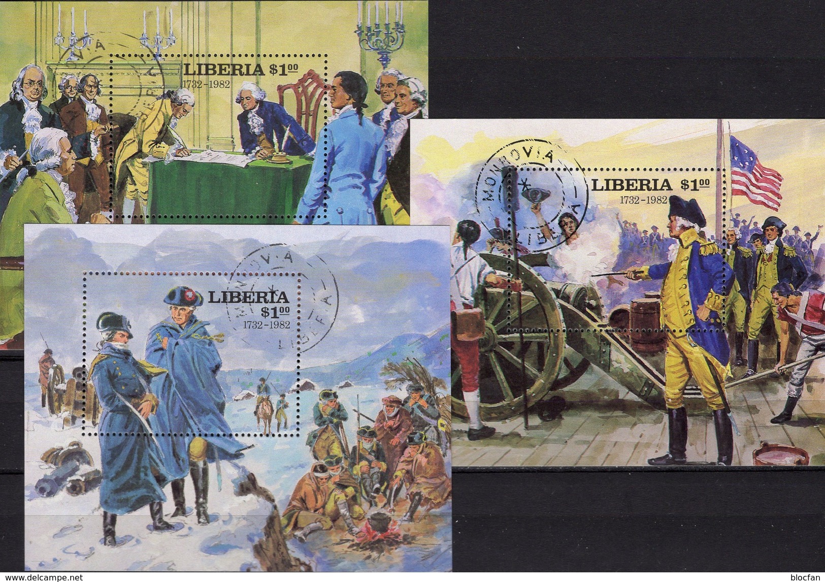 Unabhängigkeit USA 1976 Liberia Bl.99,100+102 O 13&euro; Präsident Washington Ms Military Blocs History Sheets Bf Africa - George Washington