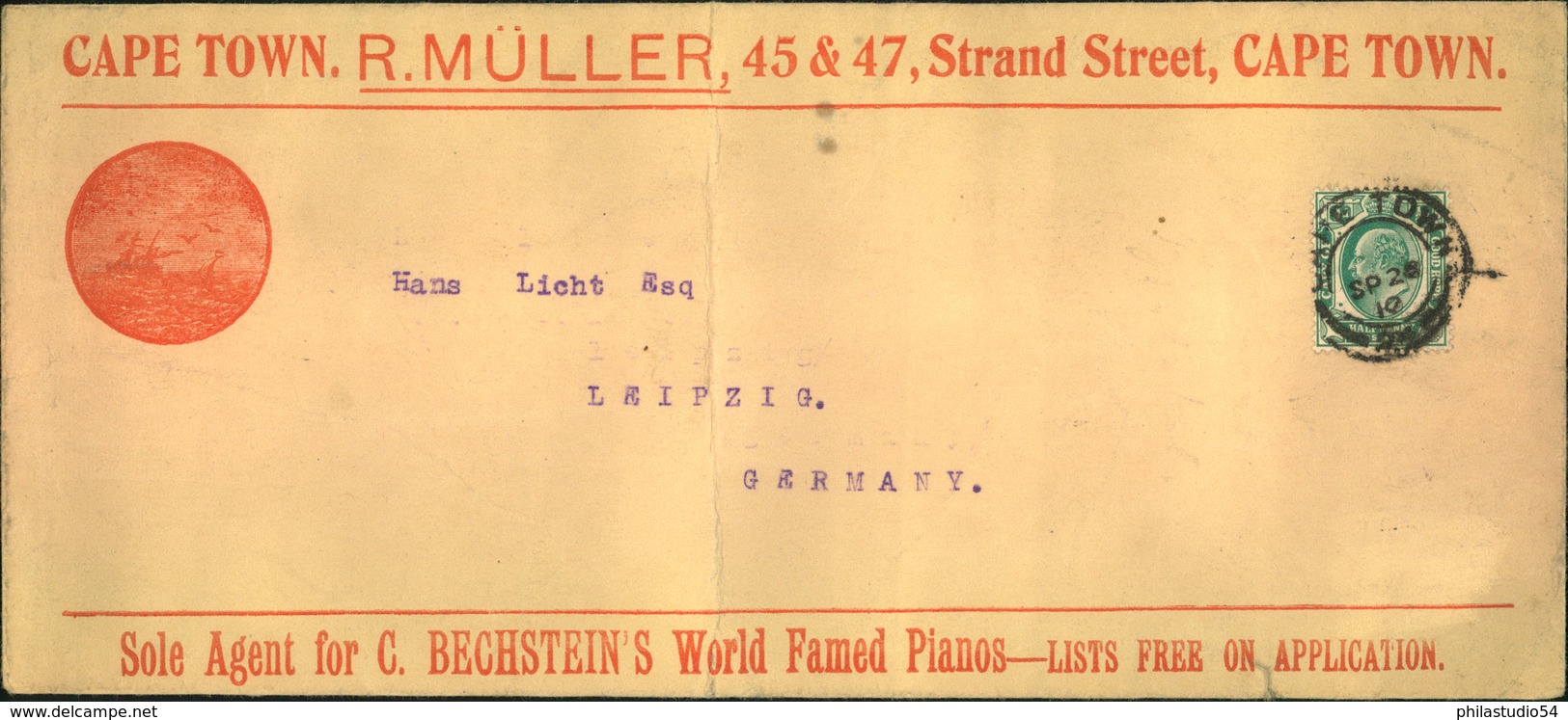 1910, Printed Matter From BECHSTEIN AGENTS, Famed Pianos In Cape Town To Leipzig - Music