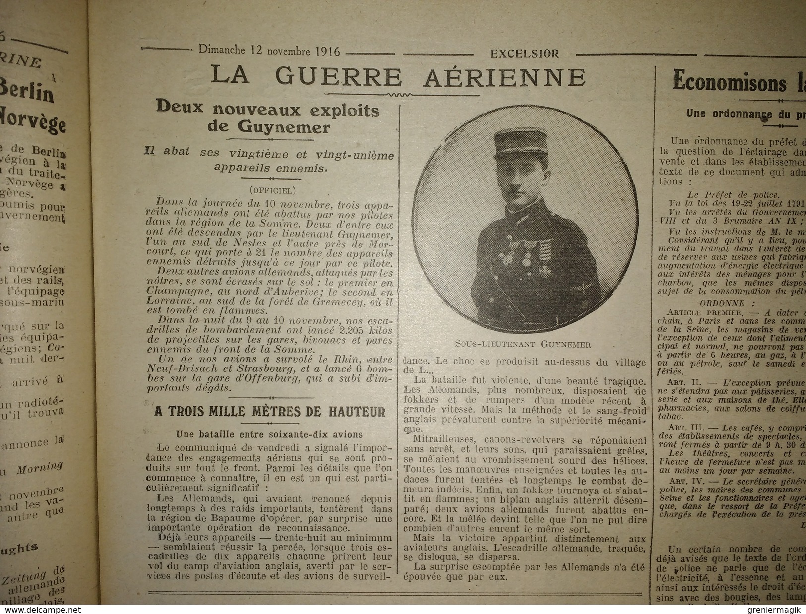 Excelsior N°2189 12/11/1916 Wilson Président - Guynemer - Macédoine - Sur Le Chemin De Bapaume - Saillisel - Autres & Non Classés