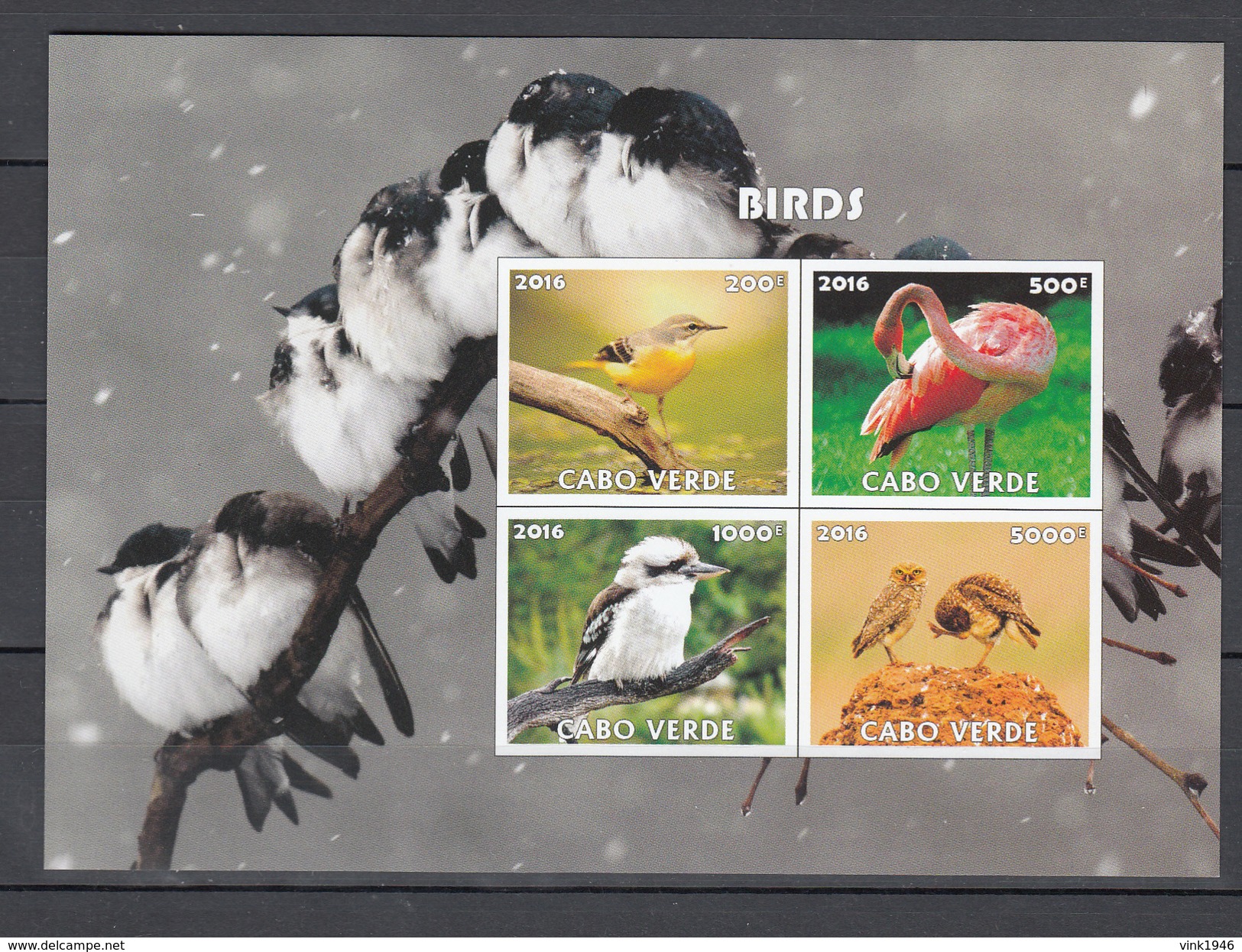 Cabo Verde 2016,4V In Block,IMP,birds,flamingo,liitle Bird,vogels,vögel,oiseaux,pajaros,uccelli,aves,MNH/Postfris(L2990) - Andere & Zonder Classificatie