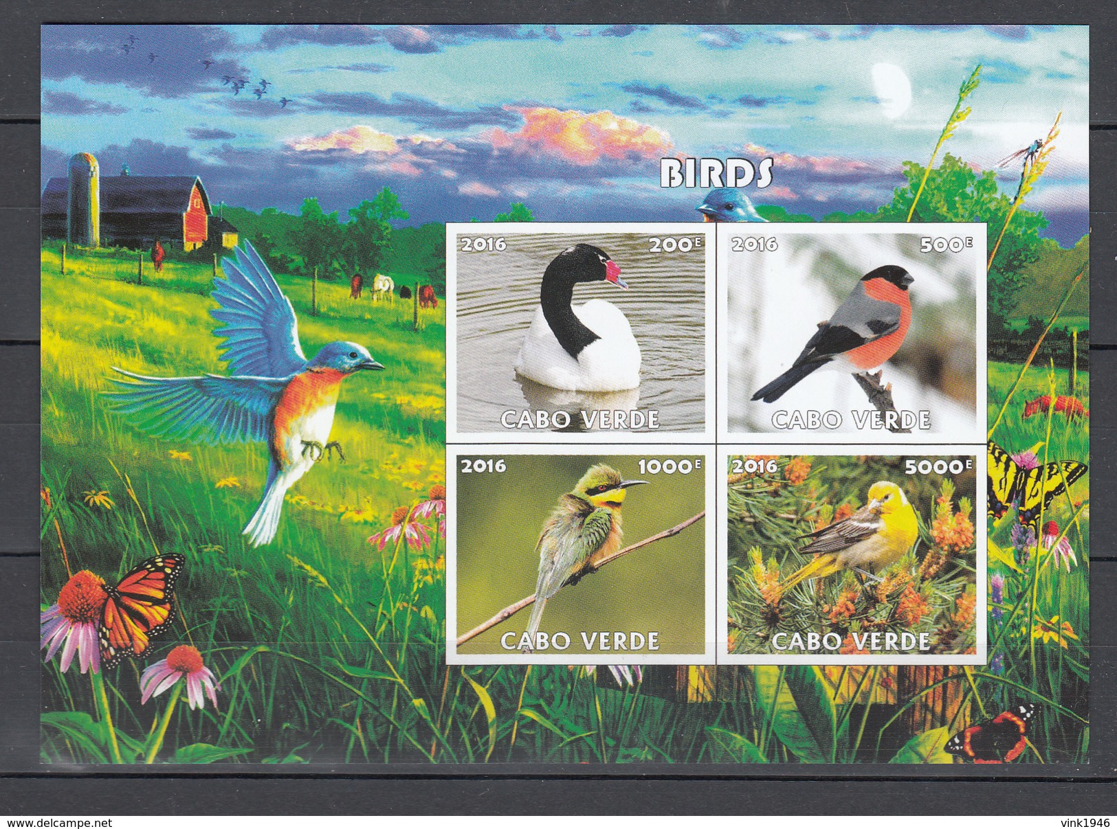 Cabo Verde 2016,4V In Block,IMP,birds,blauwvleugel,vogels,vögel,oiseaux,pajaros,uccelli,aves,MNH/Postfris(L2991) - Andere & Zonder Classificatie