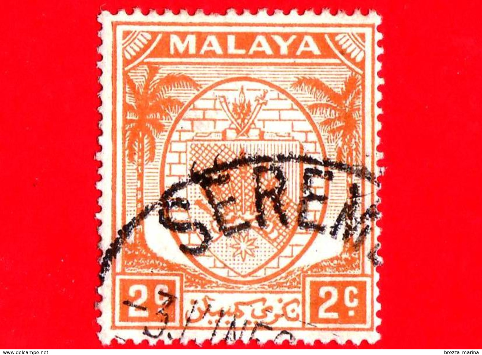 MALESIA - Malaya - NEGRI SEMBILAN - Usato - 1949 - Stemmi - Arms Of Territory - 2 - Negri Sembilan