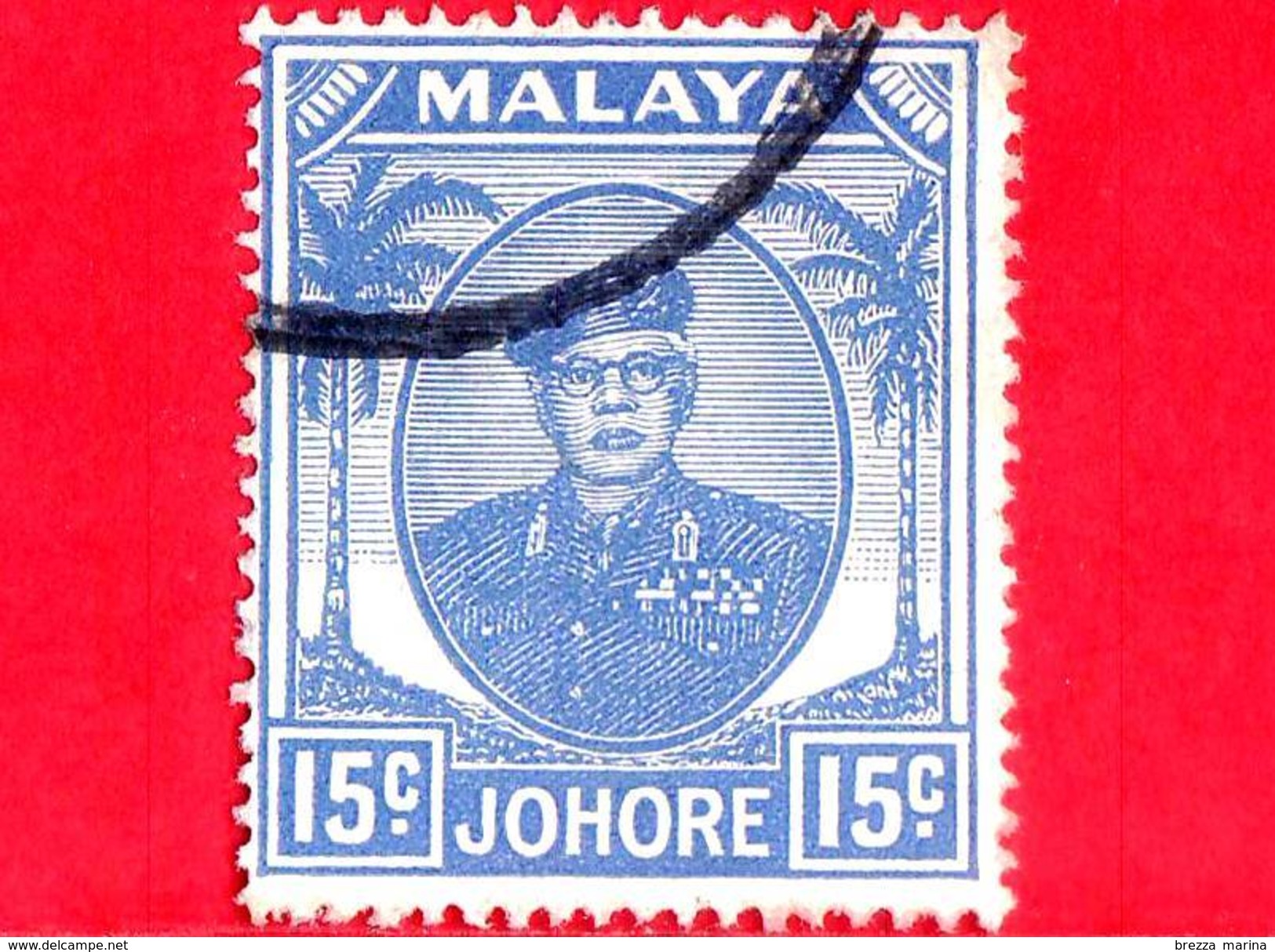 MALESIA - Malaya - JOHORE - Usato - 1949 - Sultan Ibrahim - 15 - Johore